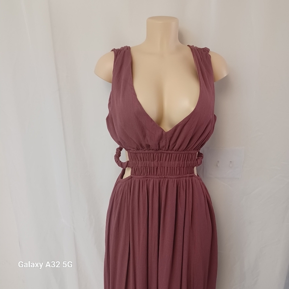 Rue21 Pink and Purple Ruched Pleated Maxi Gown Size L - Picture 6 of 11